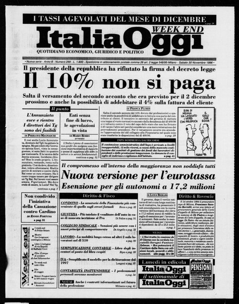 Italia oggi : quotidiano di economia finanza e politica